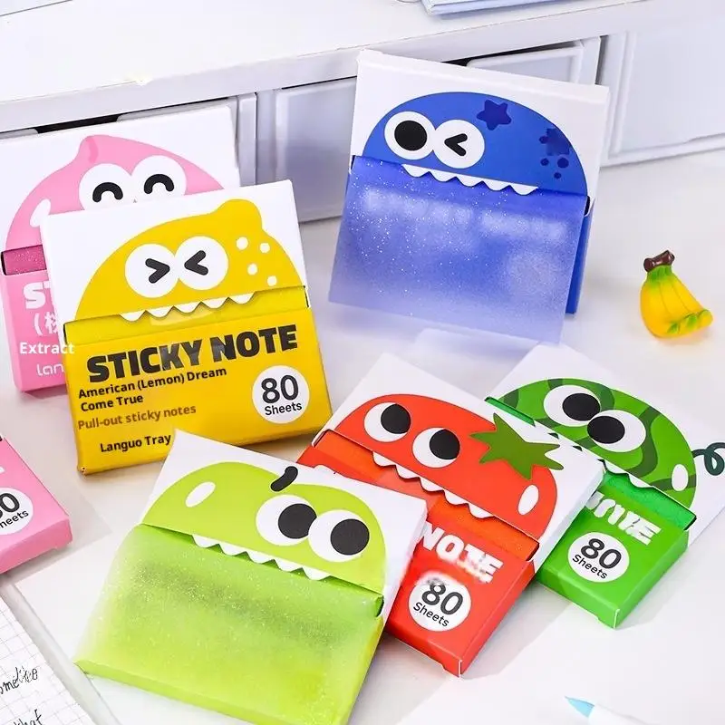 ​80 Sheets/Box Self-Adhesive Memo Pads Pull-Type Sticky Note Pearlescent Transparent Paper For Office & School Stationery Supply