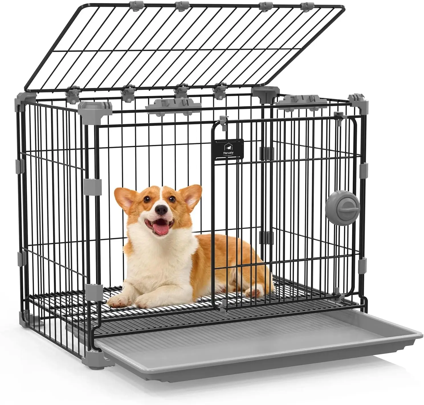 

Dog Crate for Medium Dogs,30 Inch Metal Dog Kennel Indoor Wire Dog Cage with Sliding Door and Removable Tray,Open Top Pet