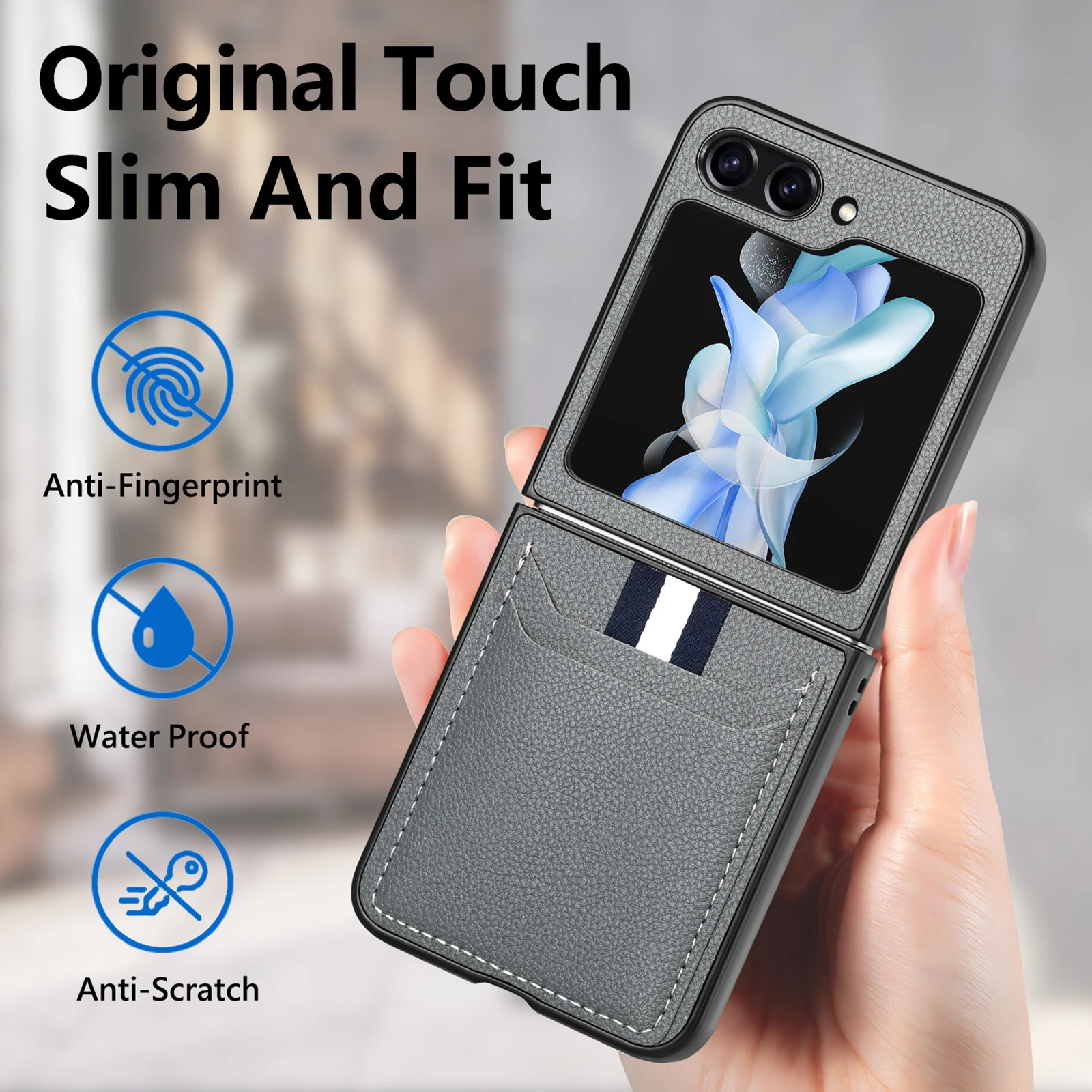 Fashion Leather Case for Samsung Galaxy Z Flip 6 5 Flip6 Flip4 Flip3 Flip5 Flip 4 3 5G Comfortable Card Slot Funda Cover