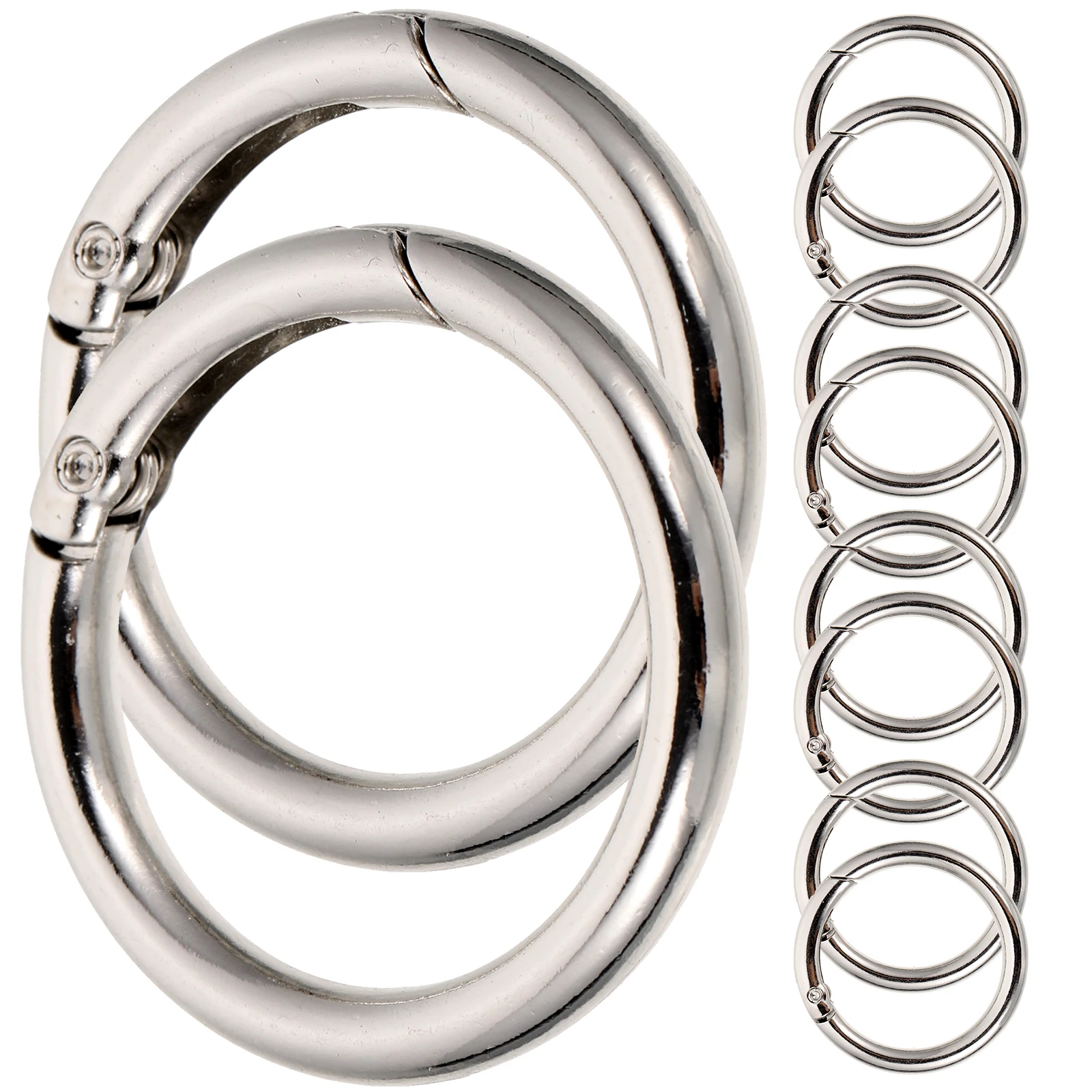 

10pcs Spring Buckle Keychains Alloy Flat Design Retro Style Key Rings Portable Metal Round Split Crafts Small KeyAccessory