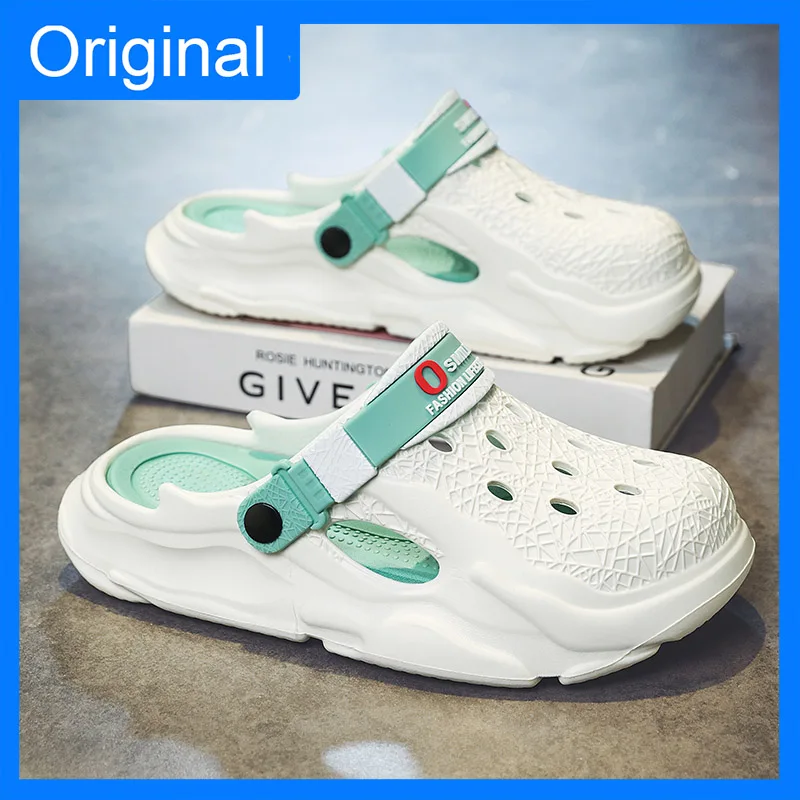 

Unisex Slippers Summer Thick Soled Anti Slip Breathable Fashionable Baotou Sandals Hollow-out Casual Beach Shoes for Teenager