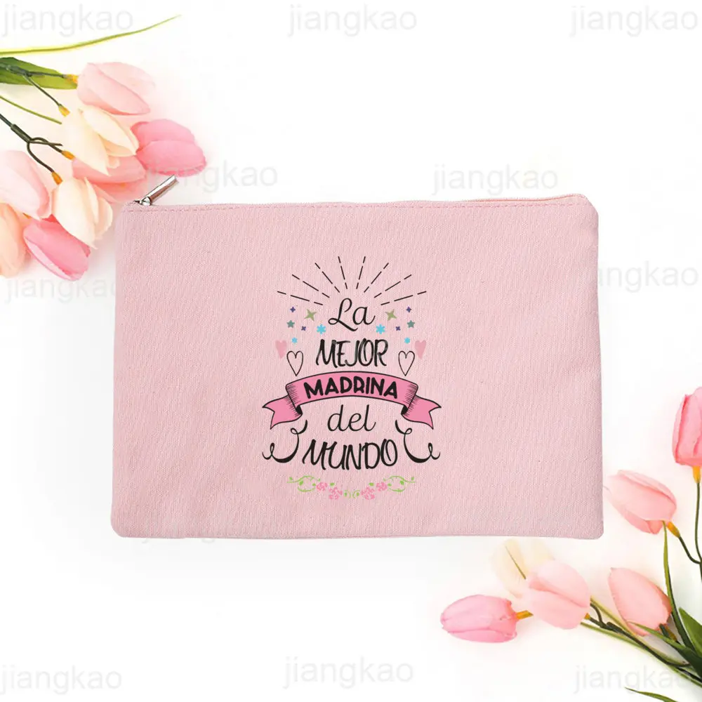 Best Godmother In World Print Make Up Bag Women Travel Neceser Cosmetic Bag Travel Toiletry Organizer Zipper Pouch Madrina Gifts