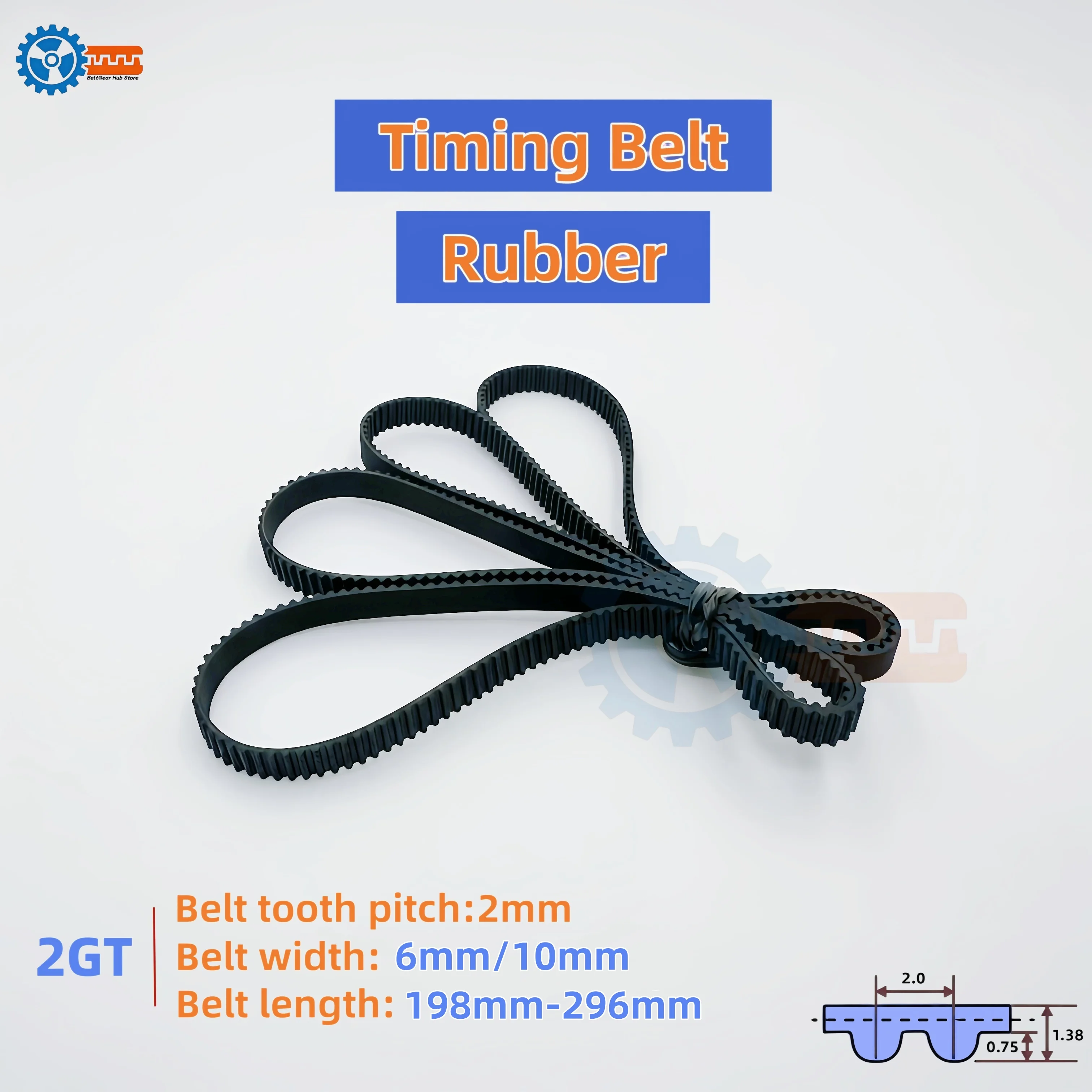 3D Printer Belt GT2 Closed Loop Rubber 2GT Timing Belt Length 198 200 202 204 220 228 242 246 264 280 282 284 286 296mm Belts