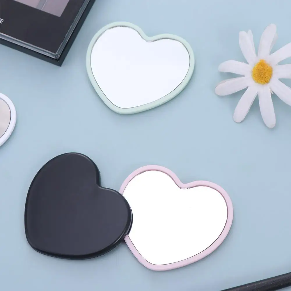 Simple Single-sided Heart-shaped Mirror Handheld Little Handheld Mirror High-definition Beauty Make-up Mirror Makeup Tool