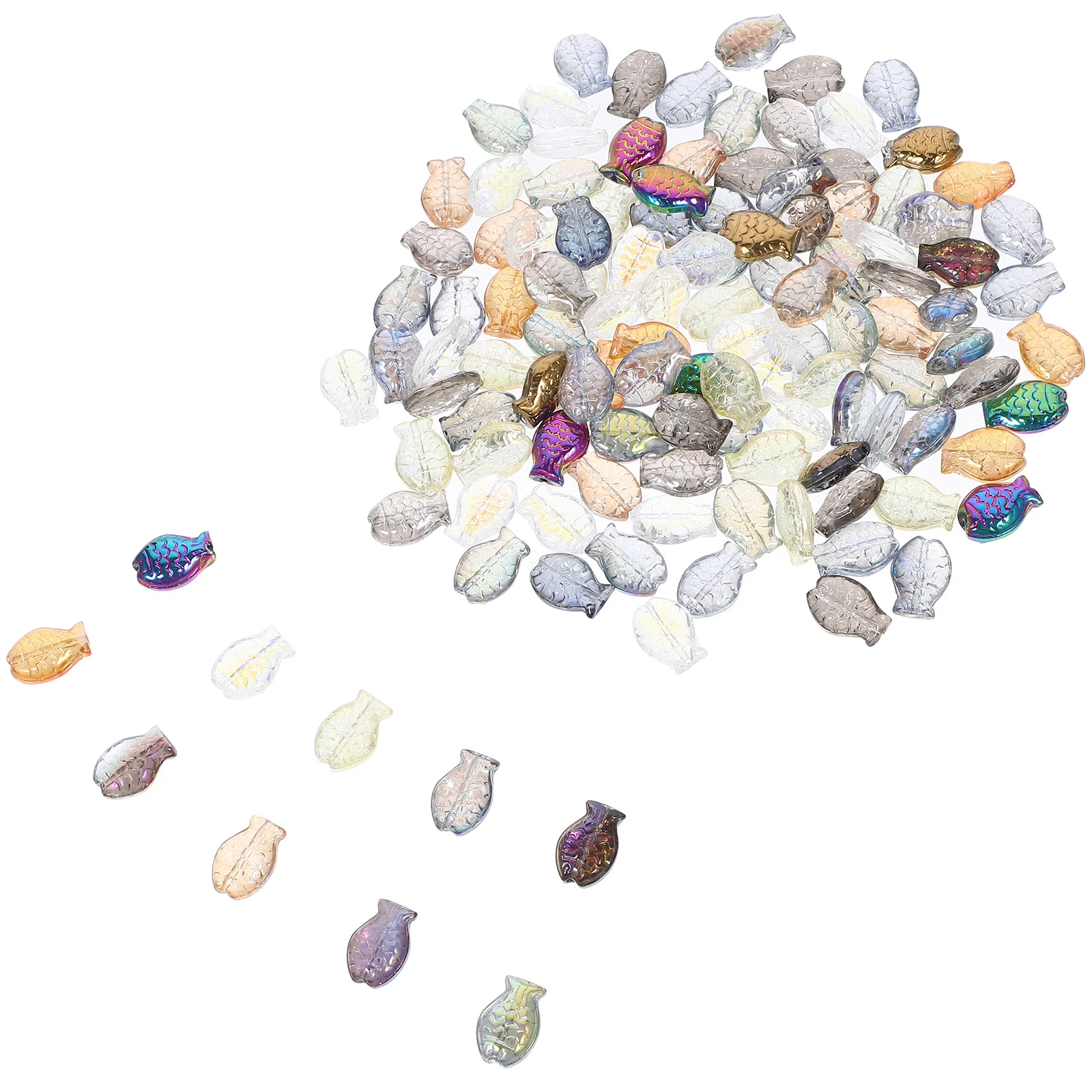 120Pcs Glass Fish Beads Fish Shape Loose Beads for DIY Jewelry Making Bracelet Necklace Craft Supplies Bracelet Making Supplies