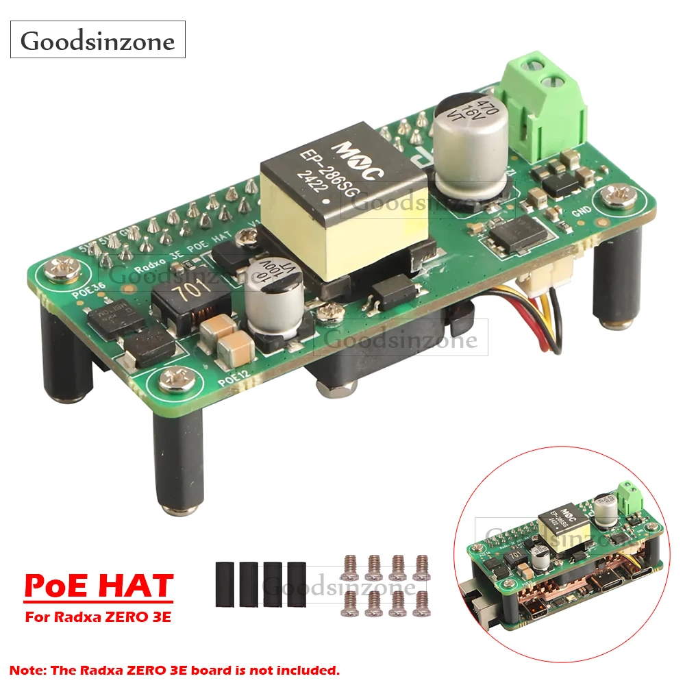PoE HAT For Radxa ZERO 3E – IEEE 802.3af/at Compliant Power Over Ethernet for ZERO 3E(Not Included)