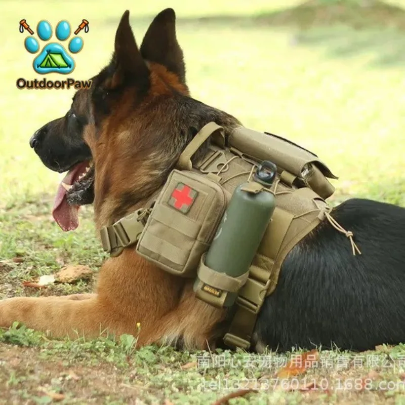 Working dog tactical chest back, combat version vest, tactical vest, duty protective clothing, dog belt three-pack storage bag