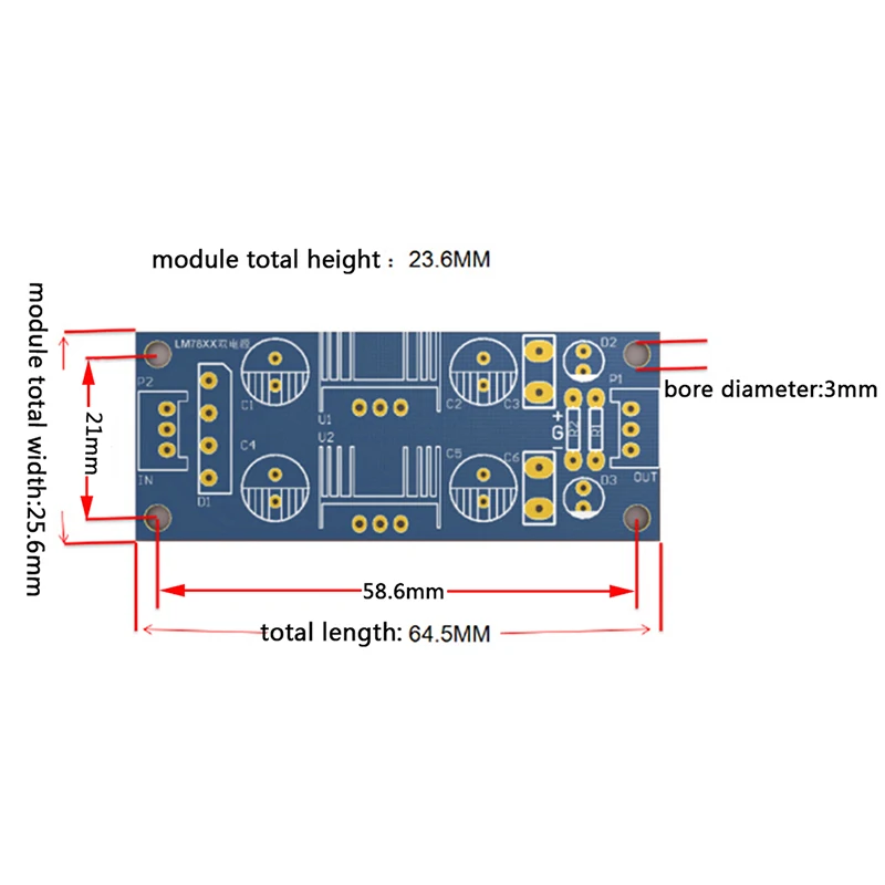 مقوم منظم الجهد المزدوج ، وحدة إمداد الطاقة للجسر ، LM7812 + LM7912 ± 12V