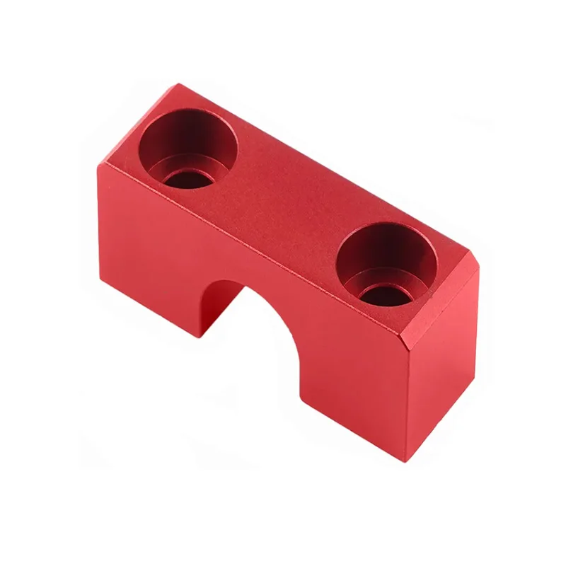 Red anodized aluminum alloy CNC machined special-shaped positioning connecting block