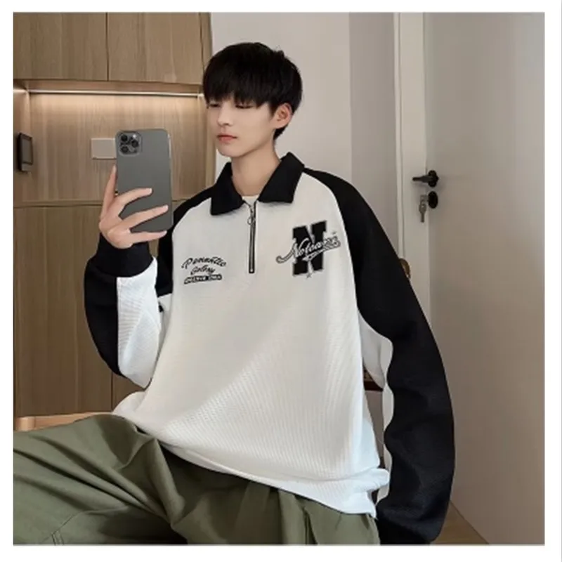 

Men's Spring and Autumn Sweater American Light Luxury Fashion Trend Loose Top Casual Versatile Boys' High Luxury Coat K0024