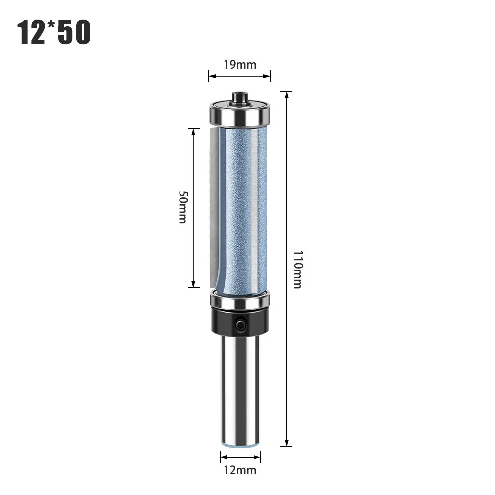 

For Woodworking Flush Trimming Tool Router Bit 45# Carbon Steel Blue Easy To Rust YG6 Alloy 1 Pc 1/2 12mm Shank