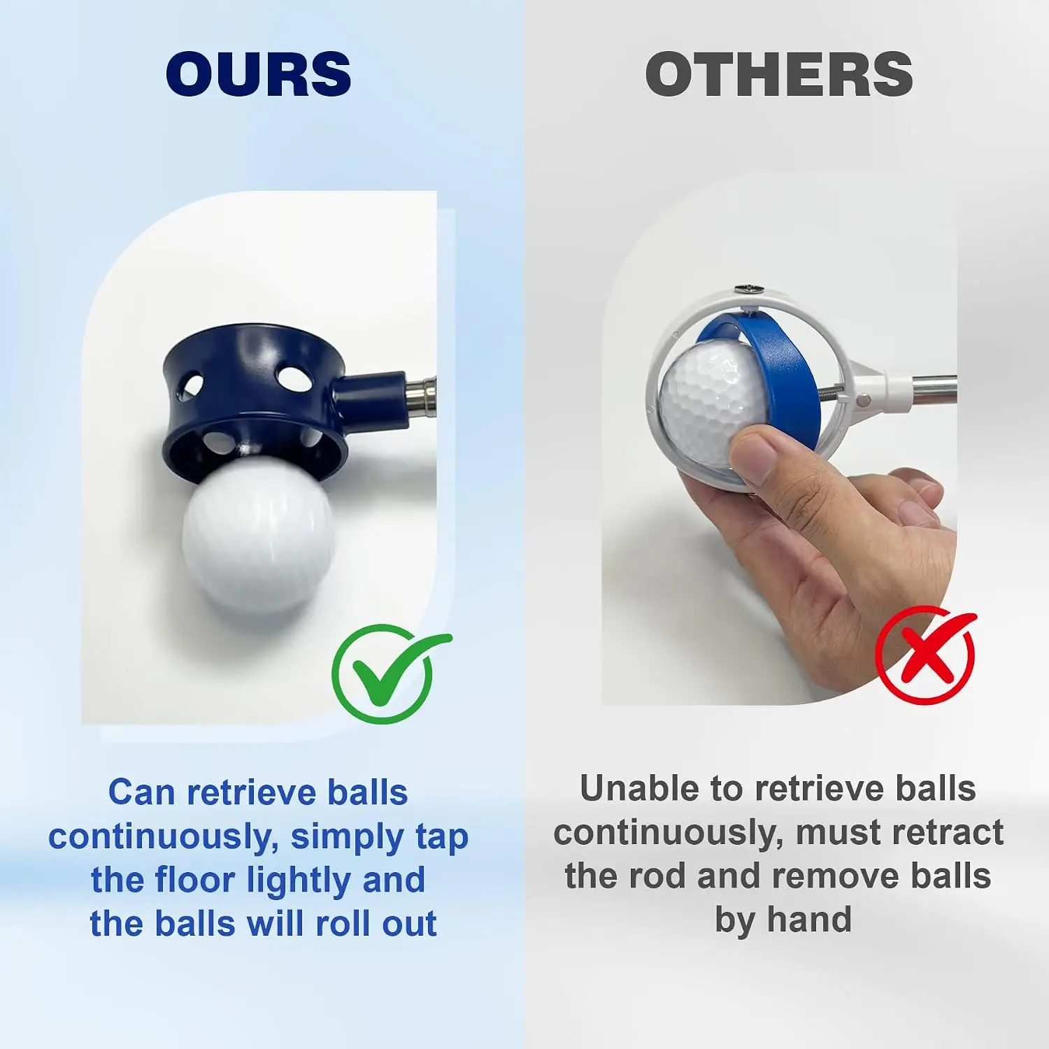 Telescopic Golf Ball Retriever for Water, 9/12/15/20Ft Golf Ball Grabber Tool, Stainless Steel Shaft with Rubber Anti‑Slip Grip, Portable Golf Ball Collector, Golf Course Supplies Training Accessories, Practical Golfer Gifts for Men Women
