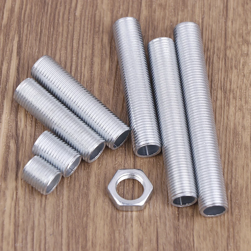 10Pcs M10 Lamp Tooth Tube Metal Hollow Threaded Tube Screw Nut Lamp Cap Chandelier Connect Rod Fixed Base