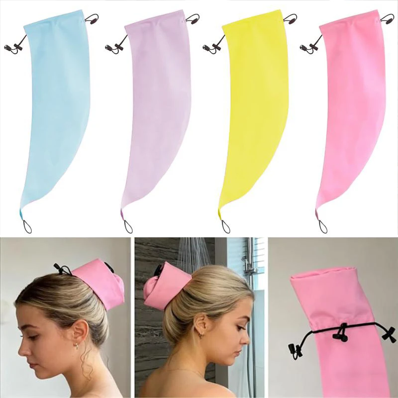 Gorro para secar el cabello, gorro de champú para el cabello largo, cubierta para el cabello, gorro de ducha para lavado de corona, cola de caballo para mujer, gorro de secado rápido, toalla de secado