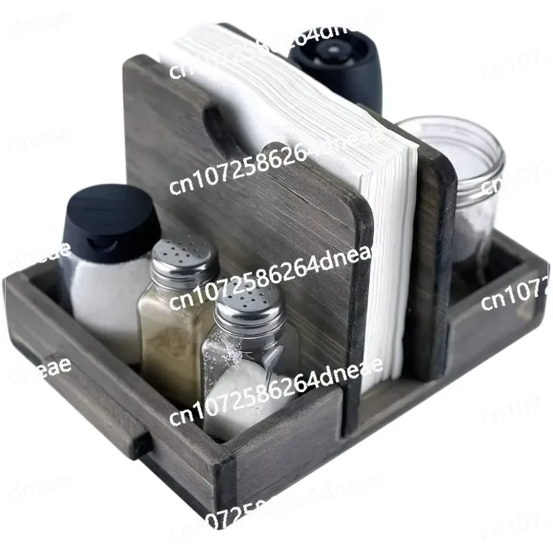 

Vintage Napkin Holder with Salt and Pepper Shakers Caddy for Table Kitchen