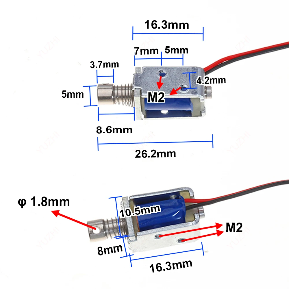 DC 3V 5V 6V 9V 12V Electromagnet Ultra-small Through-type Push-pull Small DC Electromagnet 4m Troke Micro Solenoid Valve