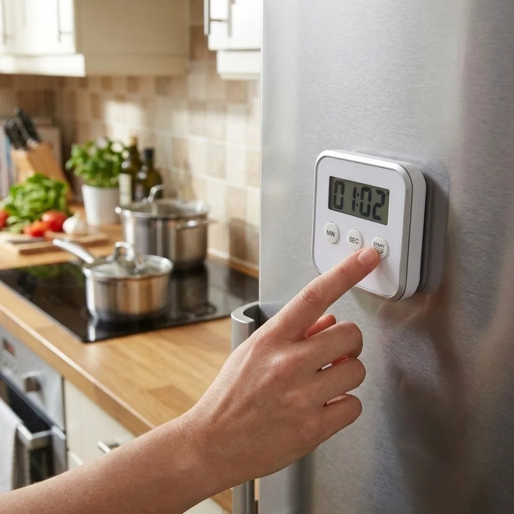 Large LCD Display Digital Kitchen Timer Loud Alarm Ultra-Thin Electronic Timer Accurate Magnetic Mount Magnetic Kitchen Timer