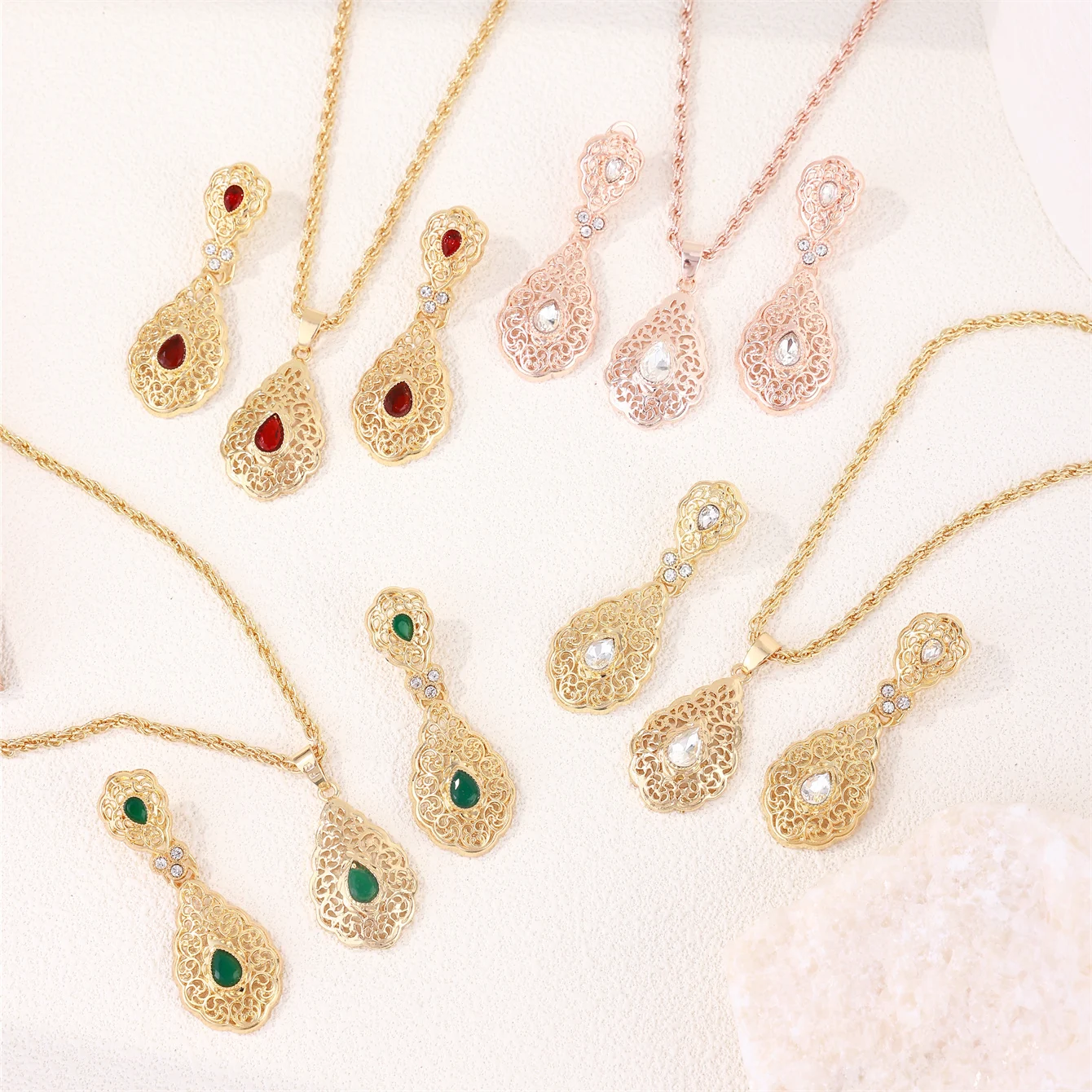 

Middle Eastern Women's 2-Piece Jewelry Set Earrings & Necklace Elegantly Minimalist Perfect Bridal Wedding Party Accessory Gift