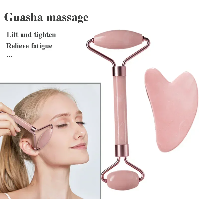 1-2pcs/set Face Spa Neck Massager For Face Roller Gua Sha Scraper Board Lift Up Wrinkle Remover Eye Care Resin Guasha Set Skin