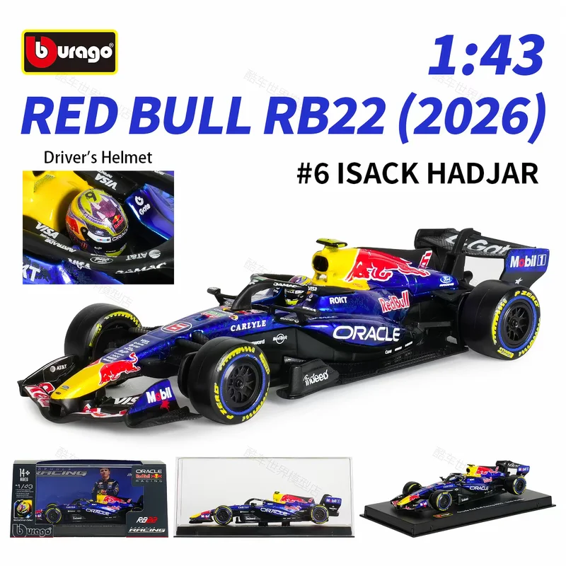 New Hot Bburago 1:43 2026 Red Bull Rb22  F1 Formula Car Die Cast Vehicles Collectible Model Racing Toys Acrylic Box Toys