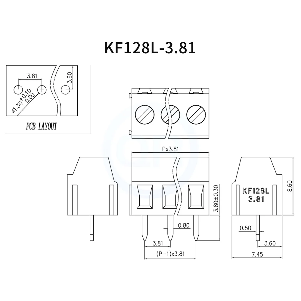 (10 pcs) KF 128L 3.5mm 3.81mm Screw PCB Terminal Block KF128 - 3.5 / 3.81 Splicable 300V / 10A 2-4Pin