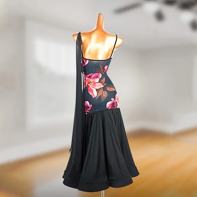 Mulheres sem mangas bodysuit balanço saia terno valsa dança moderna desempenho vestido de dança de salão roupas competição
