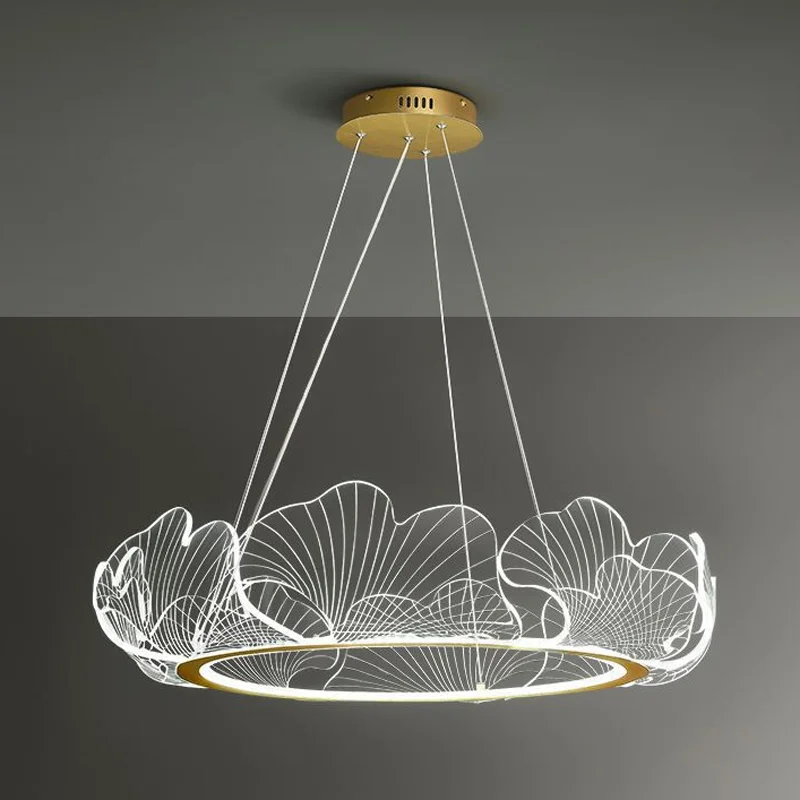 الشمال الحد الأدنى غرفة المعيشة غرفة نوم غرفة الطعام لوتس ليف معلقة مصباح مصمم الإبداعية فيلا مشروع الثريا الزخرفية #4