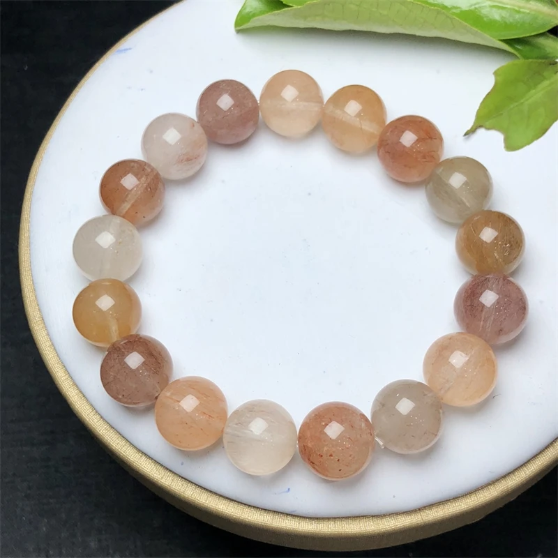 Natural Colored Rabbit Hair Quartz Bracelet Fashion Energy Stone Reiki Healing Crystal Strand Fengshui Gift 1PCS 8/10/12MM