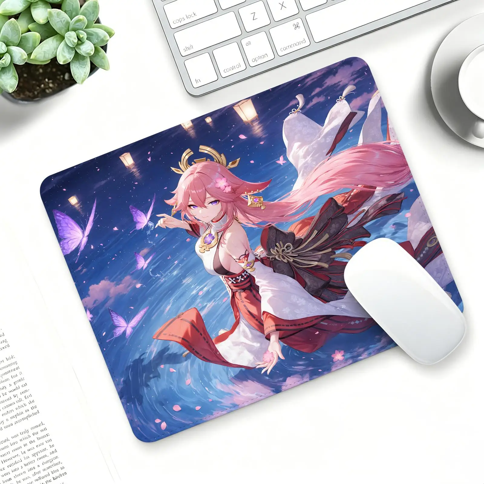 Genshin Impact Yae Miko Mouse Pad Regular gaming mouse pad S/M/L size Office mouse pad Laptop desk mat Stitched edge mouse pad
