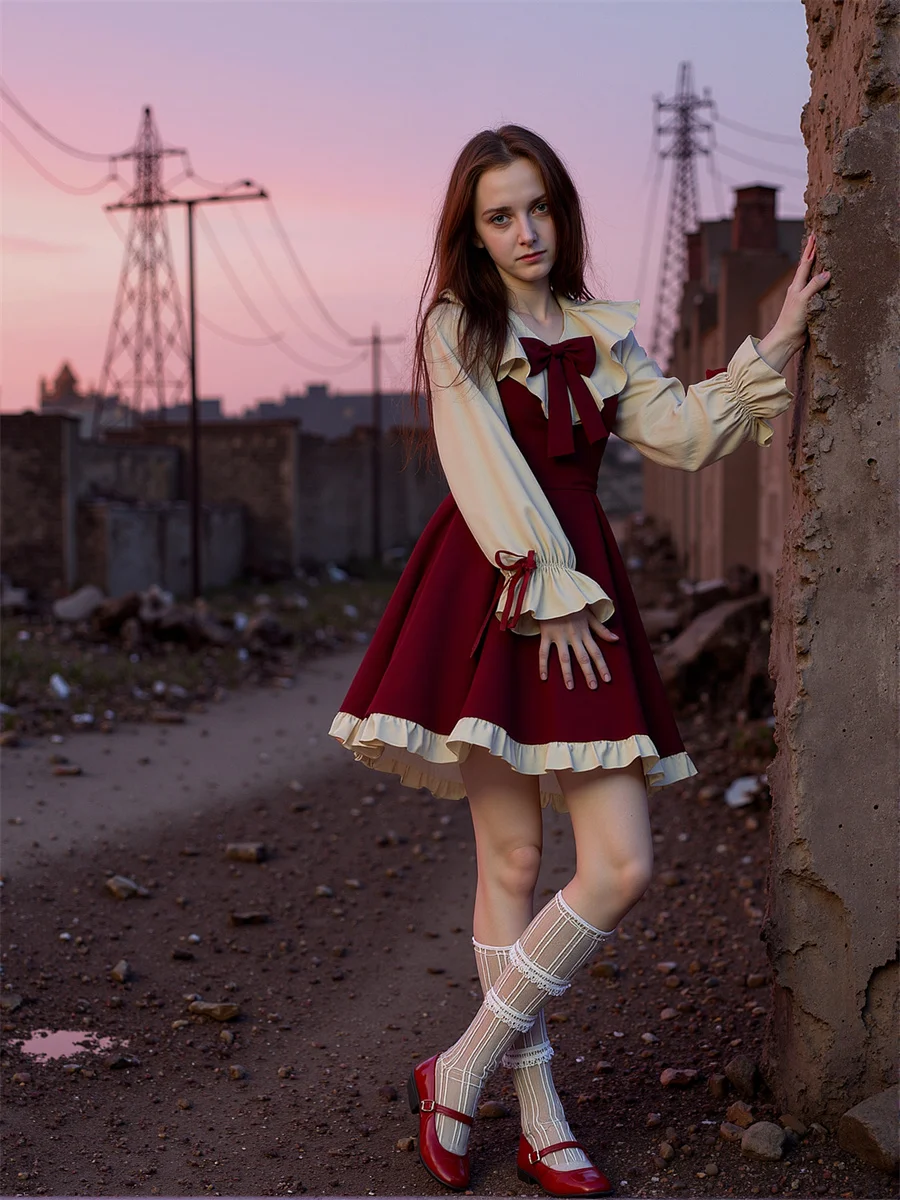 فستان نسائي للفتيات على الطراز الكوري أنيق بحافة منتفخة العيينة Broderie Anglaise بنمط فتحة تفاصيل متجددة الهواء وجيد التهوية