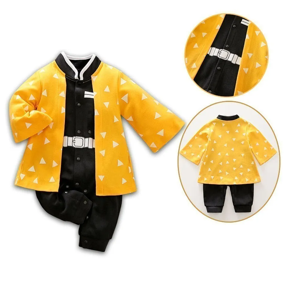 Pagliaccetto infantile neonato ragazza vestiti Anime Demon Halloween Slayer Halloween Costume Cosplay bambini tuta di cotone tuta da bambino