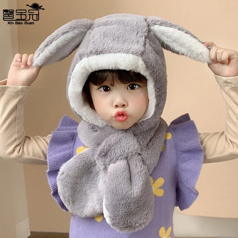 2-6 Years Old Children Cute Plush Bunny Hat Rabbit Cap Ears Kids Costume Bonnets for Boys Girls Warm Winter Snow Hats Great Gift