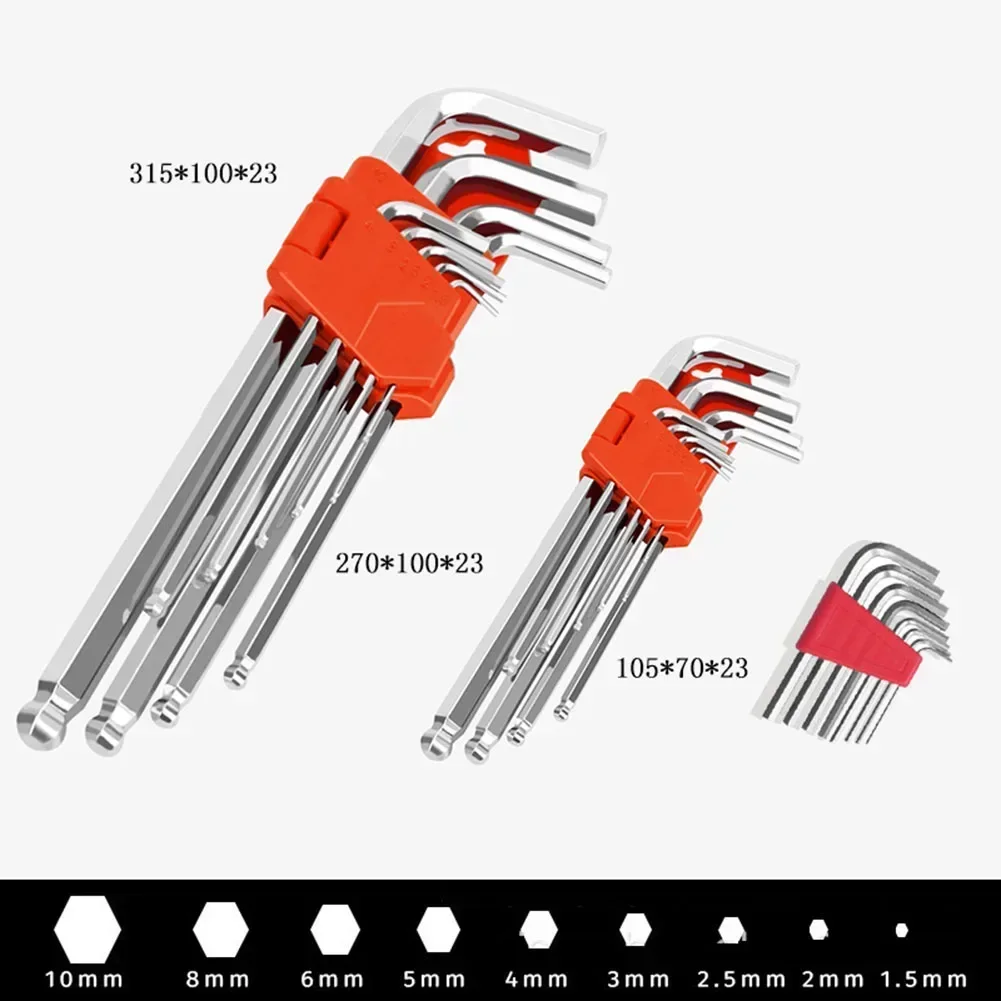 9-Piece Ball Head Hexagon Wrench L-Shaped Hexagonal Household Repair Tool Set 9-piece Ball Head Hexagon Wrench Set