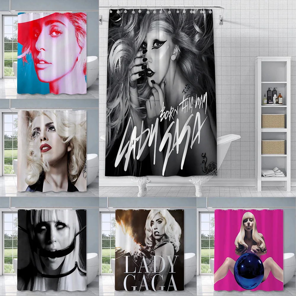 Pop Singer Lady Gaga Shower Curtain Waterproof Polyester Fabric Colorful Bath Curtains Home Bathroom Decor Curtain With Hook