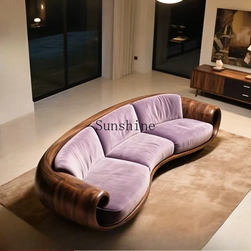 

Light luxury small apartment household simple solid wood straight sofa