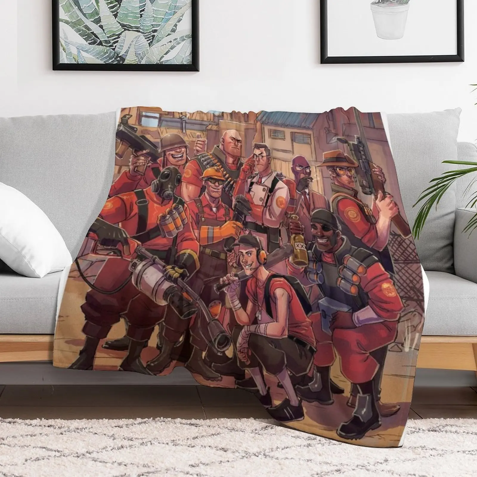 Team Fortress 2 Meet The Team Throw Blanket Decoratives funny gift Blankets