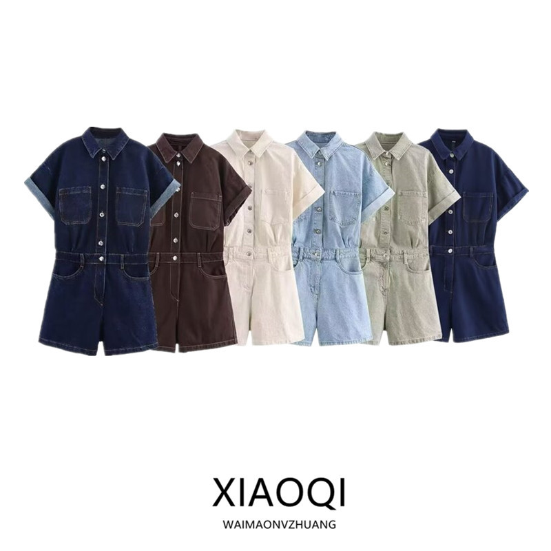  Slimming Summer 2024 Women's Denim Short One-Piece Pants Short Shorts Versatile Cotton Fabric mid Waist Fit Fashionable 
