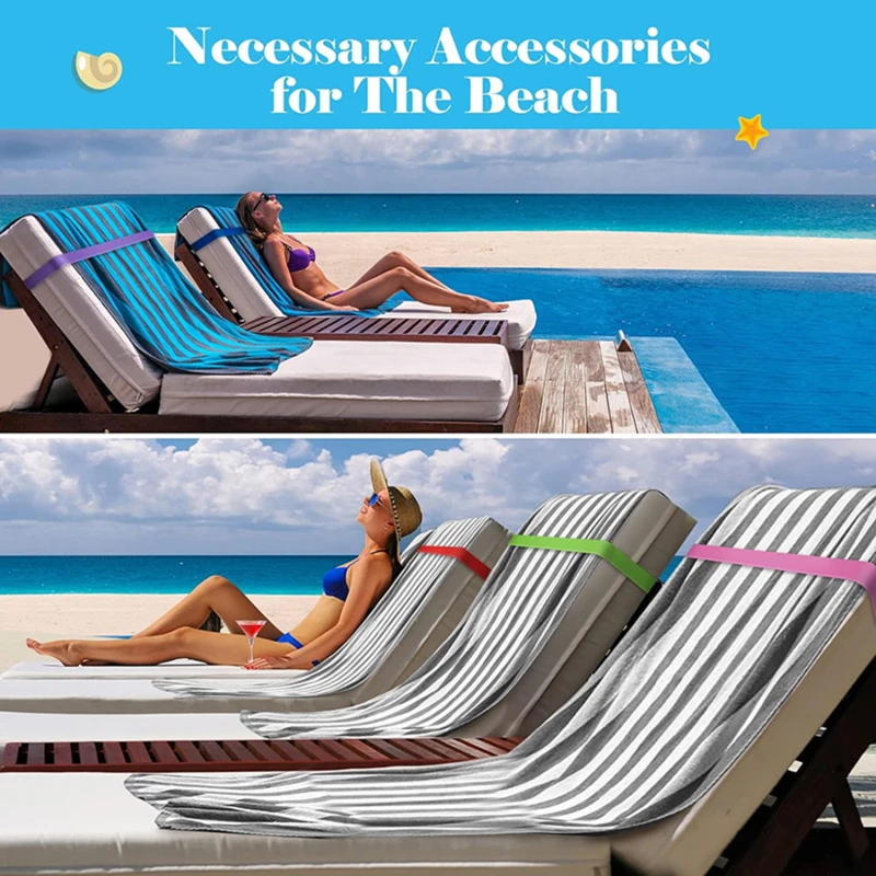 Lightweight Towel Bands,Elastic Beach Chair Towel Clips,Windproof Towel Holder,Durable Bands Straps For Beach Chairs Pool Chairs