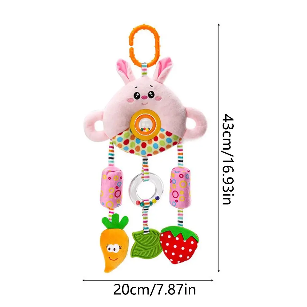 Soft Plush Sensory Stroller Hanging Pendants with C Clip Teether Baby Development Handle Toys Rotate Visual Development