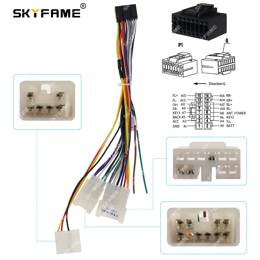 SKYFAME Car 16pin Wiring Harness Adapter For BYD  L3 2006-2013 Android Radio Power Cable