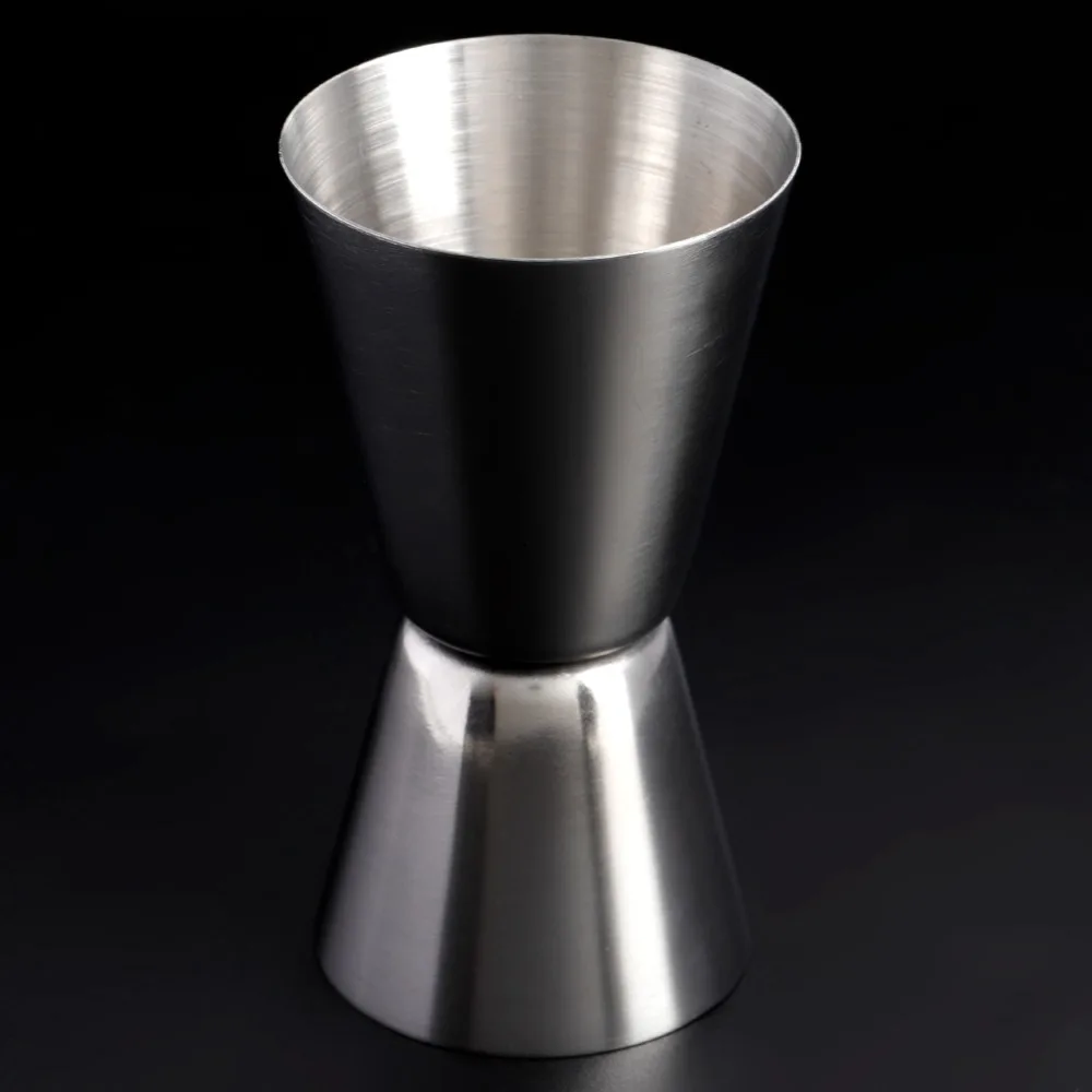 2pcs 20/40ml Stainless Steel Cocktail Jigger Double-Head Design Reversible Pourer Double Head Measuring Cup Silver