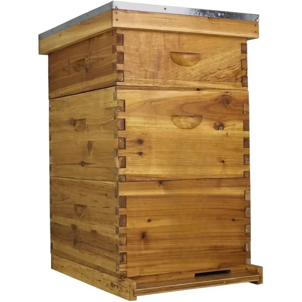 

The Original Beeswax Coated Beehive Kit, Includes 2 Deep & 1 Medium Boxes with 10 Wooden Frames & Heavy Wax Coated Foundations