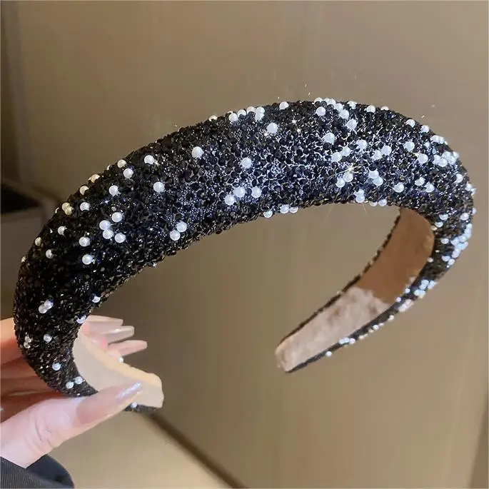 

1pc Women's Rhinestone Headband Pearl Headband Non-slip Cushioned Headband Fashion Daily Hair Accessories For Women And Girls