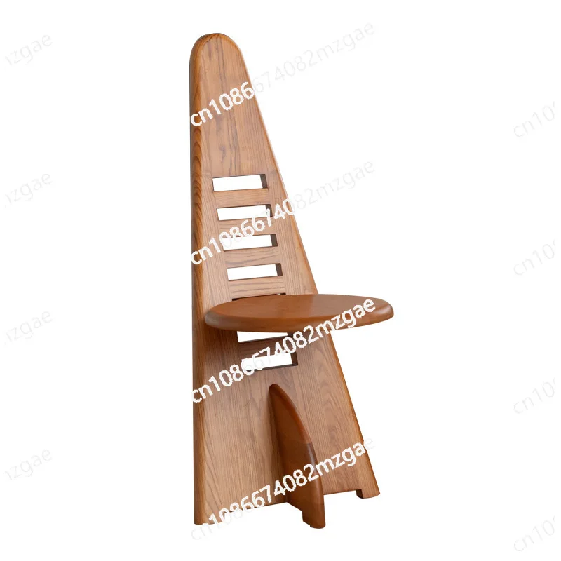 Solid Wood Dining Chair Triangular Back Chair Adjustable Cafe Homestay Niche Decoration