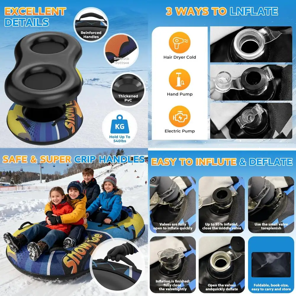 

Прочные надувные сани для снежных трубок 48 для взрослых с усиленным материалом и холщовым чехлом