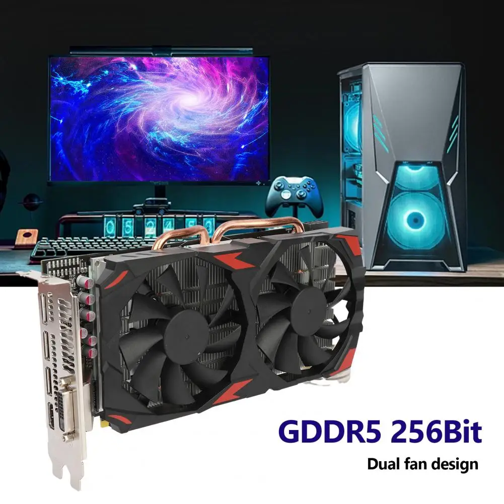 RX580 Graphics Card Reliable Memory Video Gaming Card Low Noise Gaming GPU  Video Card Cooling Fan Computer Accessories