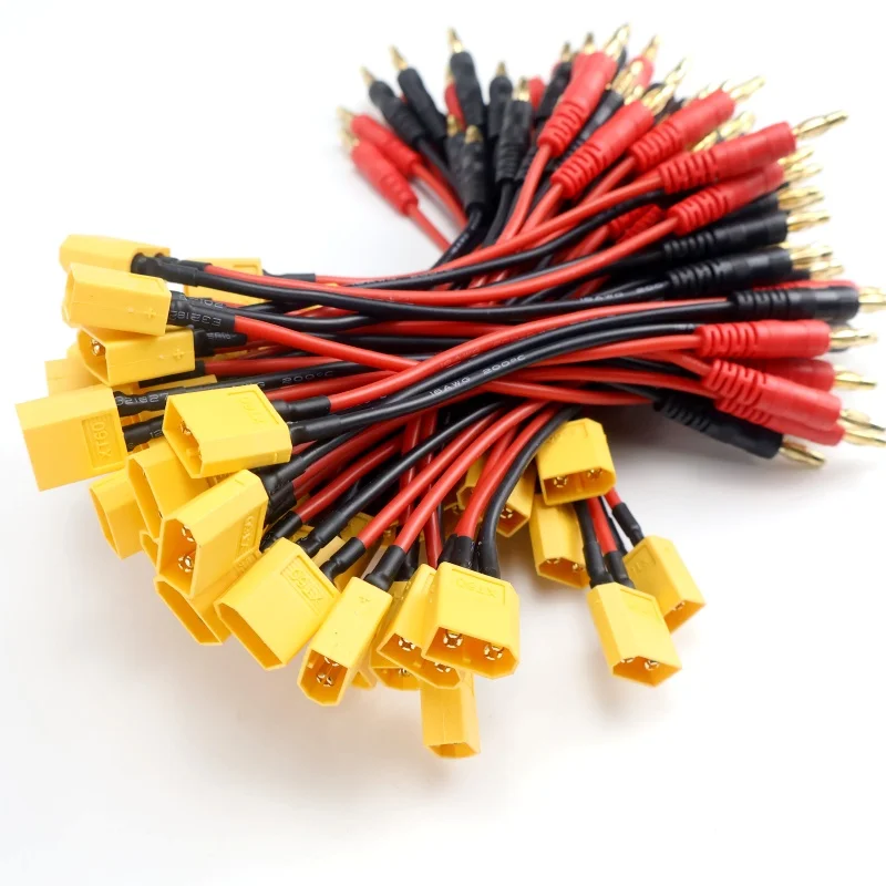 16AWG 15CM XT60 Male Gold-Plated to 4.0mm Banana Plug Silicone Charge Cable for 2-6S RC Lipo Battery Charger 1-12 pcs
