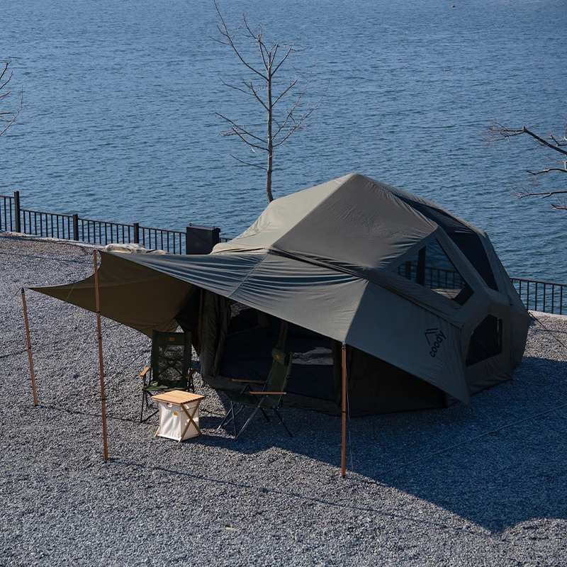 Coody Bestona Army Green Cotton Inflatable Air Tent 3-8 Person High Quality Four Season Family Travel Camping Shelter