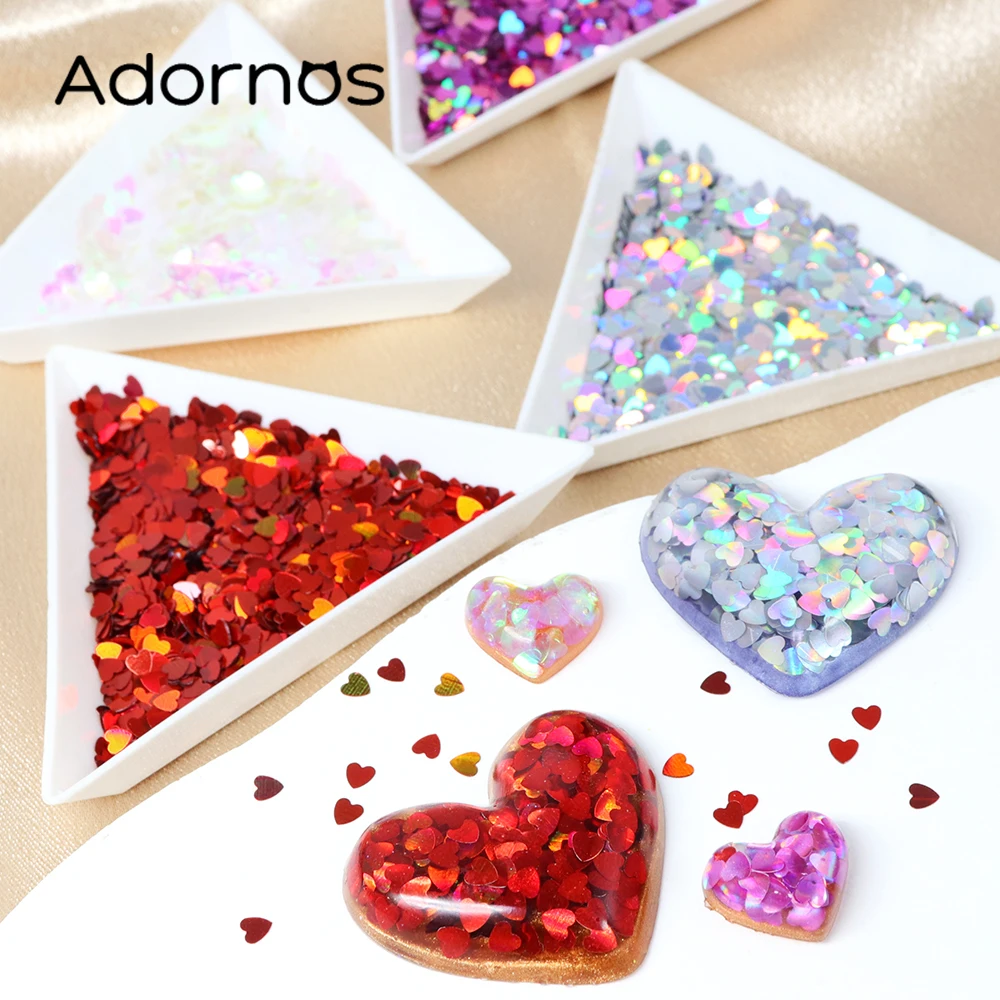 4 Bags Love Hearts Sequins Glitter For Epoxy Resin Filling Holographic Heart Shape Paillettes Valentine's Day Gifts DIY Crafts