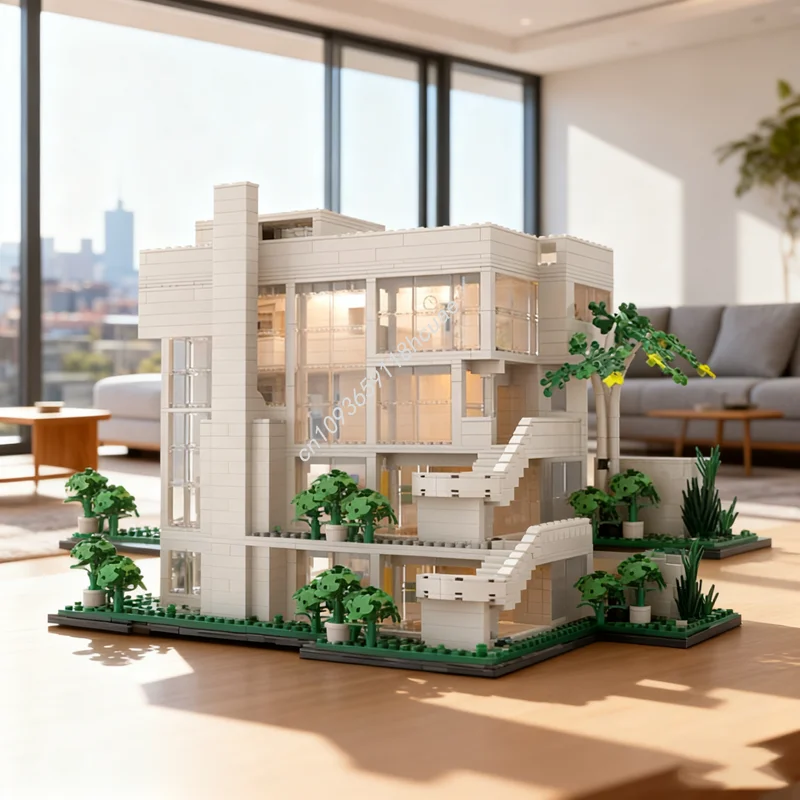 

2859pcs MOC Smith House Richard Meier Modulared Model Building Blocks Architecture DIY Christmas Gifts Idea Toys Education Brick